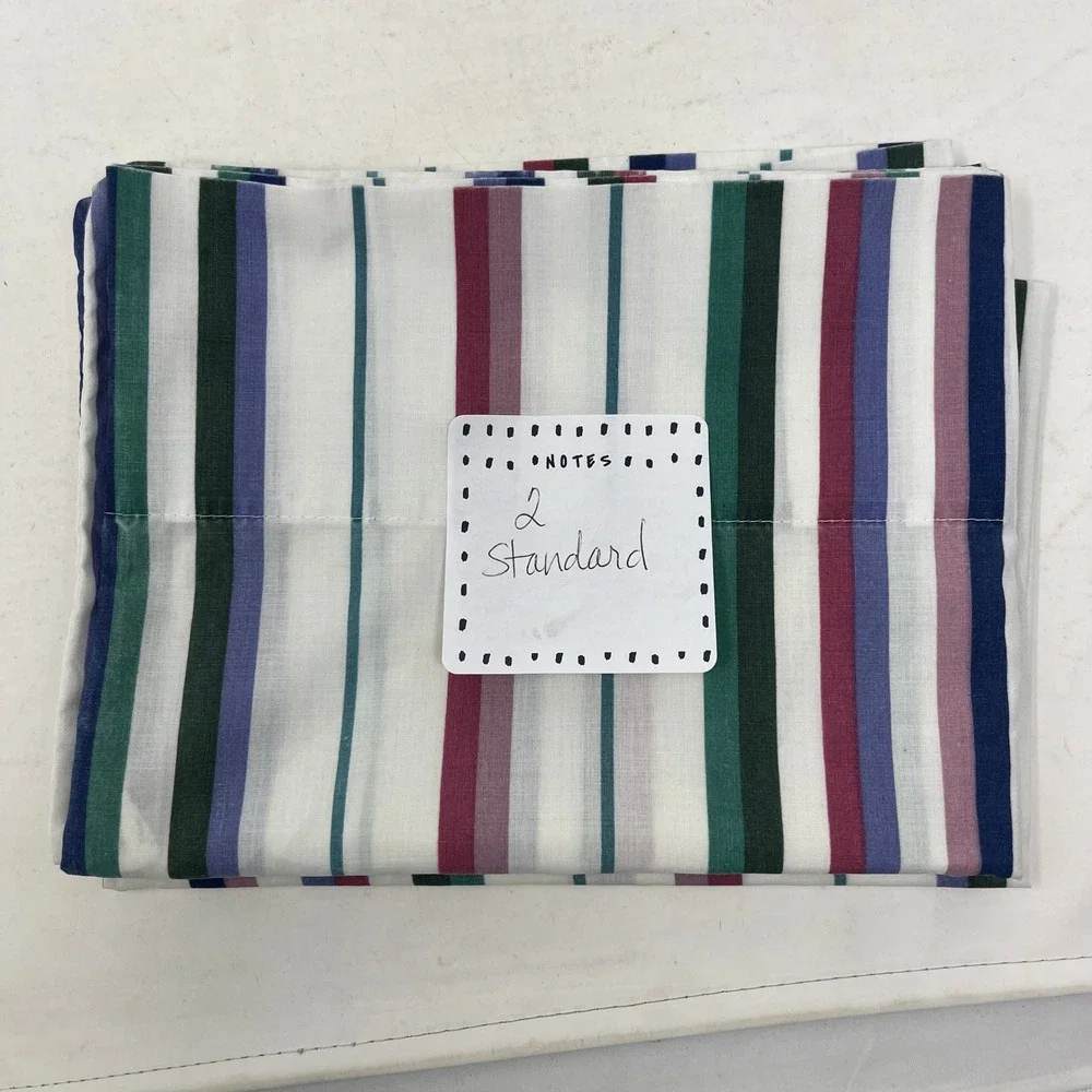 Wamsutta Supercale 100% Cotton Standard Pillowcase Set 2 Striped Multi-Color